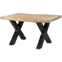 MASSIVMOEBEL24.DE MASSIVMOEBEL24 | Table à manger 160x90 en bois de manguier laqué beige pieds en X anthracite brillant FREEFORM 5