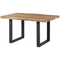 MASSIVMOEBEL24.DE MASSIVMOEBEL24 | Table à manger 140x90 en bois de Sheesham sablé bois naturel pieds en U anthracite mat FREEFORM 5