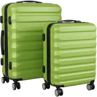 Relaxdays Ensemble de valises , 2 pièces, 2 tailles, 4 roulettes, coque rigide, poignée télescopique, valises de voyage avec serrure à combinaison, vert clair