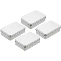 OEM Boîtes métalliques avec couvercle - Lot de 4 - Récipients de rangement - 107 x 70 x 30 mm - Argent