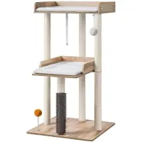 Sonstiges Katzenbaum de 111 cm, couleur gris-beige, avec griffoirs et cachette pour chat