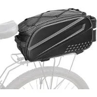 Merkloos Elzusha - Sacoche de vélo étanche 3-en-1 pour porte-bagages - 10L, noir