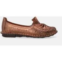 Venezia - Mocassins pour femmes, chaussures basses, style loafer - Mocassins dorés avec partie supérieure en cuir véritable perforée, taille 40