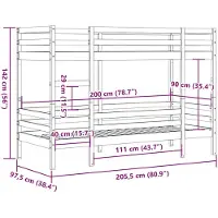 vidaXL Lit superposé sans matelas 90x200 cm pin massif
