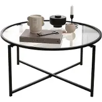 Skye Decor Locelso Table basse | 100% Verre trempé | Noir mat