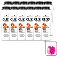 GLISS 12 flacons de shampooing Kur Total Repair - Répare et renforce - 400 ml - Pack économique - 12 pièces