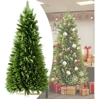 UISEBRT 180cm Arbre de Noël artificiel Sapin de Noël en PE et PVC Branches avec support en bois, pour décoration de Noël, décorer un arbre à bijoux
