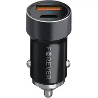 Forever Chargeur allume-cigare Chargeur voiture 1x USB-C 1x USB 20W PD CQ Allume-cigare rapide + câble de charge USB-C - USB-C.