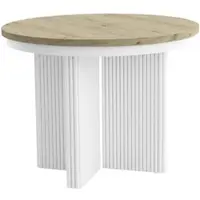 Beautysofa | Table extensible ronde PRESTIGE, diamètre 120–200 cm, finition artisanale/blanc. Table à manger moderne pour salle à manger, cuisine, style scandinave et industriel