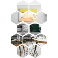 Merkloos Réflecteurs hexagonaux pour murs, 12 pièces, adhésifs, en acrylique, pour salle de bain, chambre à coucher, salon