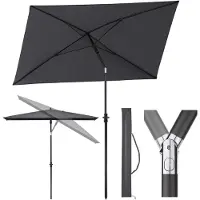 Merkloos Parasol rectangulaire avec housse de protection et hauteur réglable
