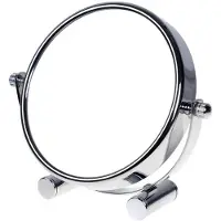 Merkloos Omgoods - Miroir de maquillage - Rotation à 360° - Grossissement double face - 15 cm - Miroir de maquillage sur pied - Chromé - Adapté pour la salle de bain et...