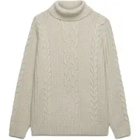 Superdry pour homme. M6110772A Pull Jacob à col roulé torsadé beige (XL), Casuel, Laine