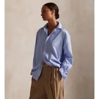 Ralph Lauren pour femme. 211968220001 Chemise oversize en coton fil-à-fil bleu (XS), Casuel, Manche longue