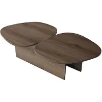 CALICOSY - Table basse double plateau forme organique L125 cm CELESTE