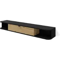 Homlando Meuble TV Icarus 156 cm NOIR MAT / CHÊNE ARTISAN - Meuble TV mural - Meuble suspendu - Buffet bas moderne pour le salon