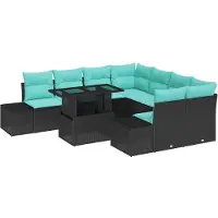 vidaXL Ensemble de canapés de jardin , 9 pièces, noir, en résine tressée