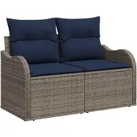 vidaXL Canapé de jardin avec coussins, 121 x 62 x 69 cm, en polyrotin