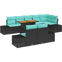 vidaXL Ensemble de jardin pour repas, 9 pièces, couleur noire et vert émeraude, pour 8 personnes