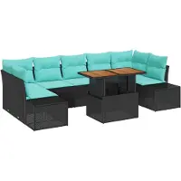 vidaXL Ensemble de salon de jardin , 8 pièces, noir, en résine tressée