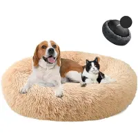 Sonstiges Lit pour chien en forme de donut, en peluche, lavable, diamètre 100 cm, couleur pêche