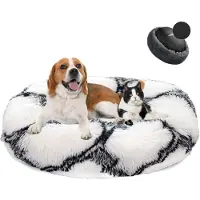 Sonstiges Lit pour chien en forme de donut, en peluche, lavable, doux, pour chiens et chats, diamètre 110 cm, blanc ou noir