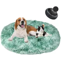 Sonstiges Lit pour chien en forme de donut, en peluche, lavable, de couleur vert dégradé, diamètre 80 cm