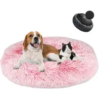 Sonstiges Lit pour chien en forme de donut, en peluche, lavable, de couleur rose dégradée, diamètre 90 cm