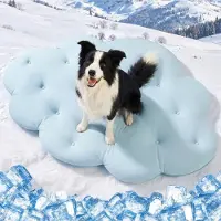 Sonstiges Tapis de refroidissement pour chiens, 120x90 cm, auto-refroidissant, réversible, lavable, couleur bleu ciel nuage