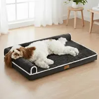 Sonstiges Lit orthopédique pour chien, dimensions 106 x 71 cm, couleur noire, avec rembourrage en mousse de 9 cm, idéal pour les chiens de taille moyenne à grande