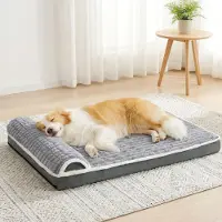 Sonstiges Lit orthopédique pour chien avec coussin, couleur gris, dimensions : 91 x 61 x 9 cm