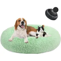 Sonstiges Lit pour chien en forme de donut, en peluche, lavable, doux, de couleur verte, diamètre 80 cm