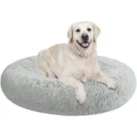 Sonstiges Lit pour chien, forme ronde, 80 cm de diamètre, couleur gris clair, lavable, doux, antidérapant, design en forme de donut