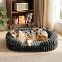 Sonstiges Lit orthopédique pour chien, couleur gris, dimensions L 109 x 84 cm, avec housse amovible et lavable