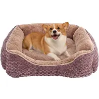 Sonstiges Lit pour chien en peluche, couleur marron moyen, dimensions 63 x 53 x 21 cm. Lavable en machine. Base antidérapante. Fabriqué en coton PP