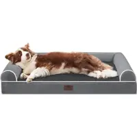 Sonstiges Lit orthopédique pour chien, dimensions : 106 cm de longueur x 76 cm de largeur x 19 cm de hauteur. Couleur : gris foncé