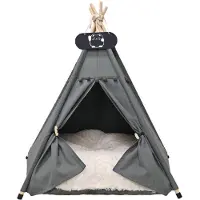 Sonstiges Tente tipi pour animaux de compagnie avec coussin, couleur grise, dimensions 50x50x60 cm, taille M
