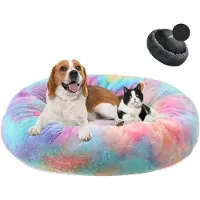 Sonstiges Lit pour chien en forme de donut, en peluche, lavable, doux, pour chiens et chats, diamètre 40 cm, couleur bleue