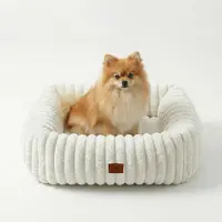 Sonstiges Lit pour chien, lit pour chat, couleur blanche, taille S, 50x48x15 cm, avec peluche synthétique et housse amovible
