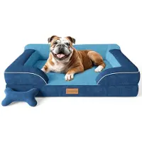 Sonstiges Lit orthopédique pour chien, 91x69 cm, avec fonction de refroidissement, mousse à mémoire de forme, lavable, imperméable, couleur bleu marine