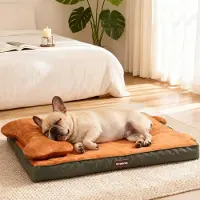Sonstiges Lit orthopédique pour chien, en mousse à mémoire de forme, lavable, imperméable, taille M, couleur orange