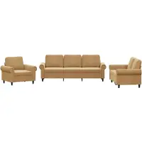 vidaXL Ensemble de canapés 3 pièces avec coussins Marron Velours