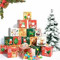 Sonstiges Calendrier de l'Avent avec 24 compartiments, remplissables, dimensions 7x7x7 cm, idéal pour la décoration de Noël