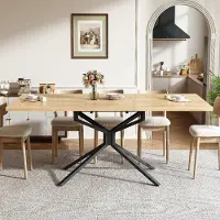 Flieks Table extensible pour 4 à 6 personnes, table de cuisine/salle à manger avec structure métallique, table rectangulaire de 120/160 x 90 cm, en chêne