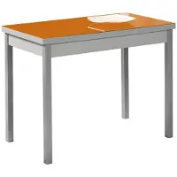 Dripio Table extensible, plateau en verre orange, structure en métal, dimensions 90x50 cm