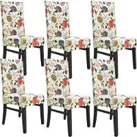 Merkloos Ensemble de 6 housses de chaise de salle à manger avec un motif floral orange