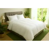 Merkloos Couverture de lit 260 x 240 cm, en microfibre, satin rayé, 400 g/m², de couleur blanche, pour chambre à coucher