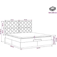 vidaXL Coffre de lit avec matelas, noir, 140 x 200 cm, revêtement en velours