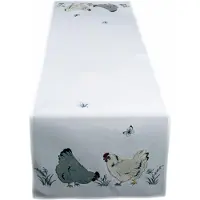 Texpot Nappe brodée avec des motifs de poulets, dimensions 40 x 140 cm