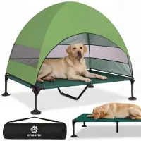 Sonstiges Lit de chien extérieur surélevé avec toit anti-UV, pliable, rafraîchissant, de couleur verte, taille XL